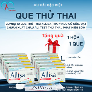  Combo 10 Que thử thai Allisa Traphaco Có Cốc Đạt chuẩn xuất Châu Âu Test Thử Thai Phát Hiện Sớm 