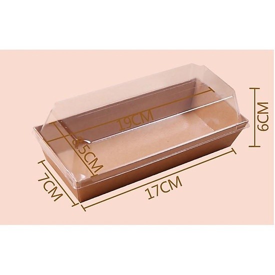 Combo 50 Hộp giấy Kraft E1985 đựng bánh – Hộp giấy kraft chữ nhật nắp nhựa trong