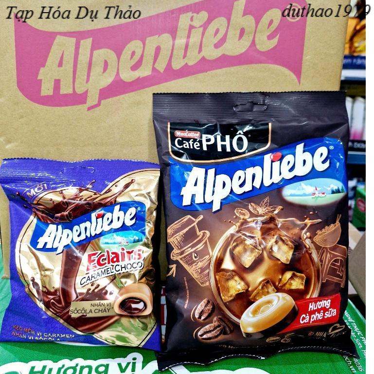 Kẹo Mềm  Alpenliebe Eclairs Nhân Vị Socola Chảy 63,7g/Alpenliebe Cà Phê Sữa 259g