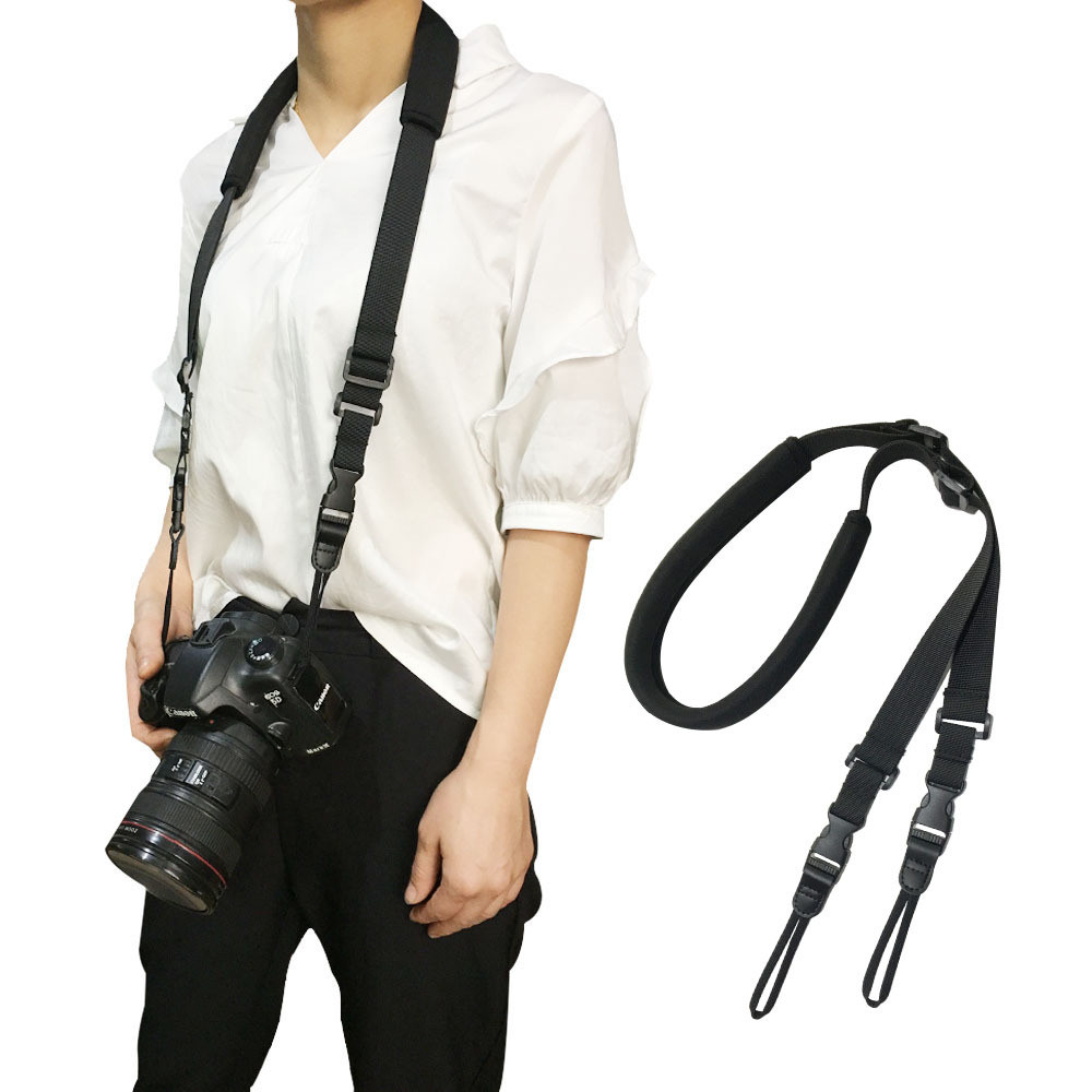 Dây đeo giải nén máy ảnh Micro Dây đeo vai máy ảnh đơn màu đen Giải nén hấp thụ sốc Slr Dây đeo máy 