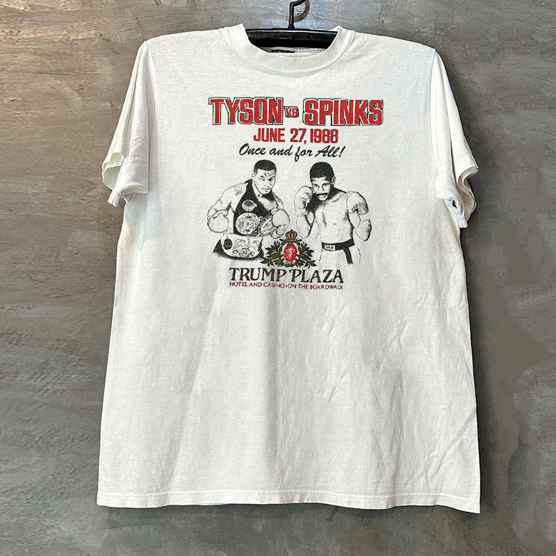 Tyson Boxing Champion Tyson American vintage Boxing niche ngắn tay Áo thun Cotton cao cấp dành cho n