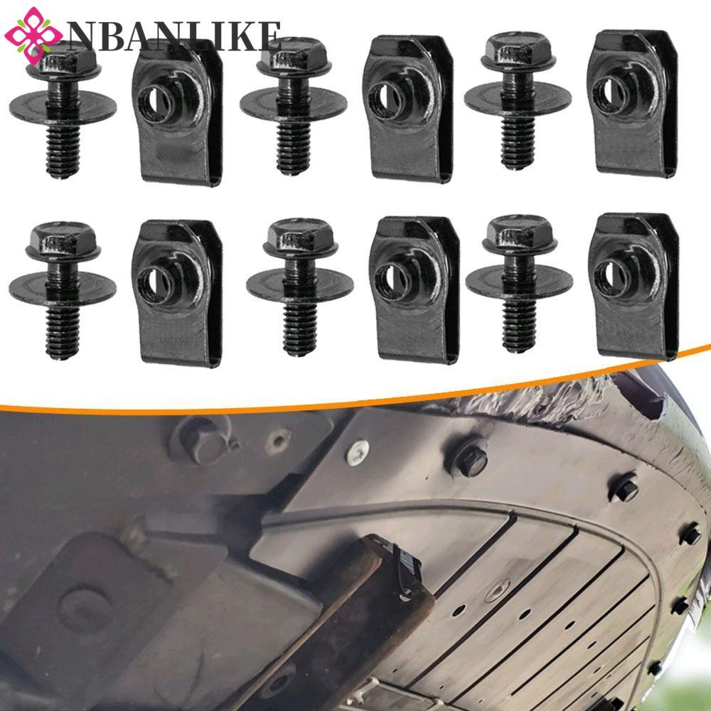 NBANLIKE 5 / 10 Chiếc Kẹp Hạt U Ô Tô, M6 Splash Shield Guard Bu Lông Thân Xe, Tấm Cố Định Vít Đen Kẹ