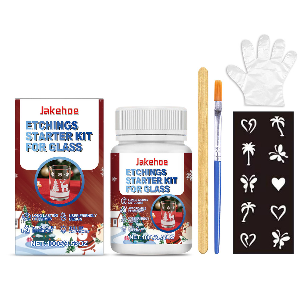 JAKEHOE Glass Frosted Etching Set Cup Non-Fing Etching Pattern Glass Portable Design Art [Lyf]