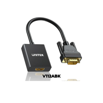 Cable Chuyển Vga ra HDMI V112ABK Unitek. Cáp chuyển từ VGA ra HDMI V112ABK Unitek