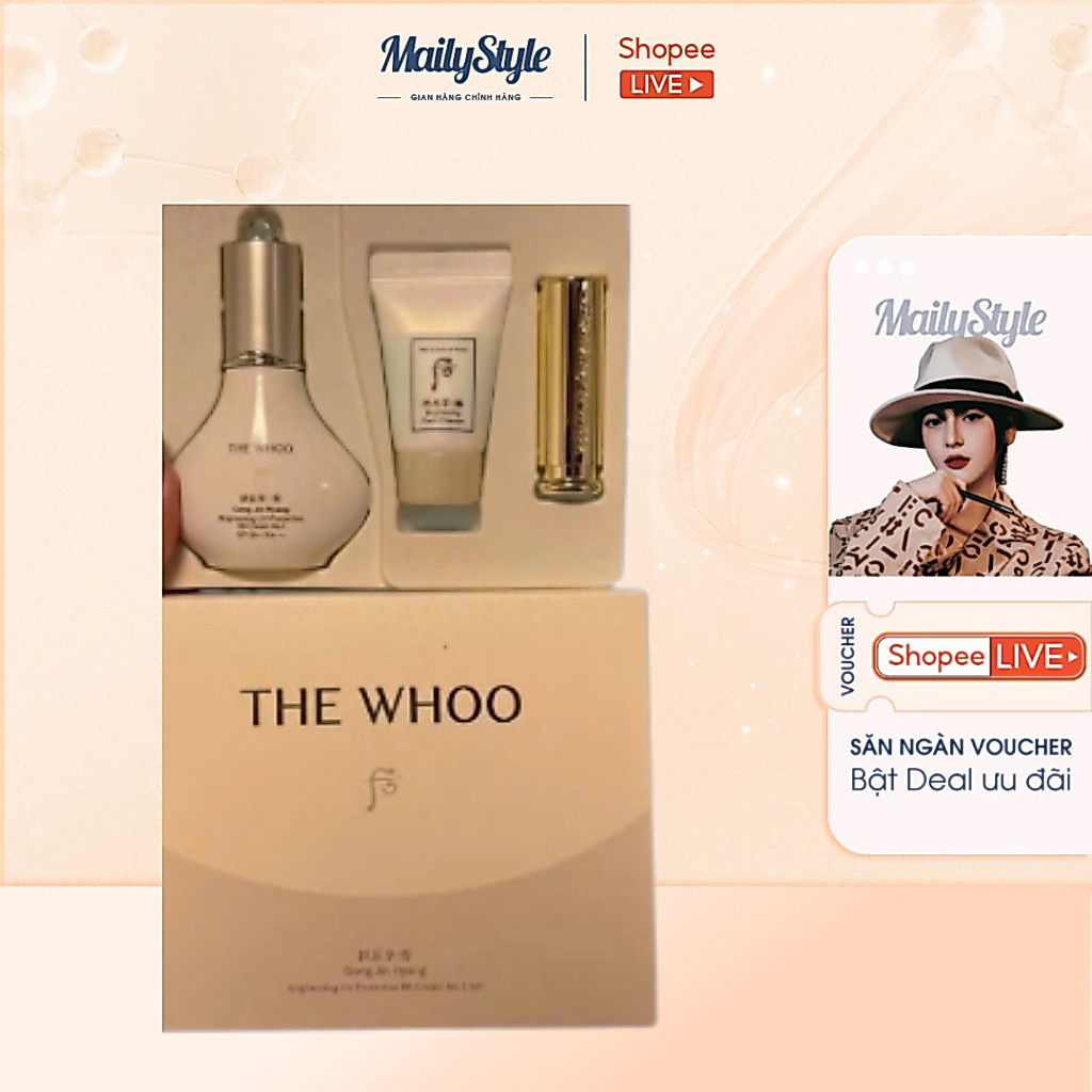 V24_ Set [SRM + BB cream + son dưỡng] The History of Whoo Gongjin Hyang Brightening UV BB Cream