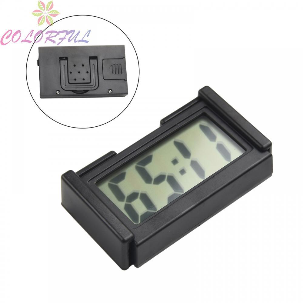 Compact Vehicle Clock with LCD Display Time and Adhesive Mount for Car Dashboard