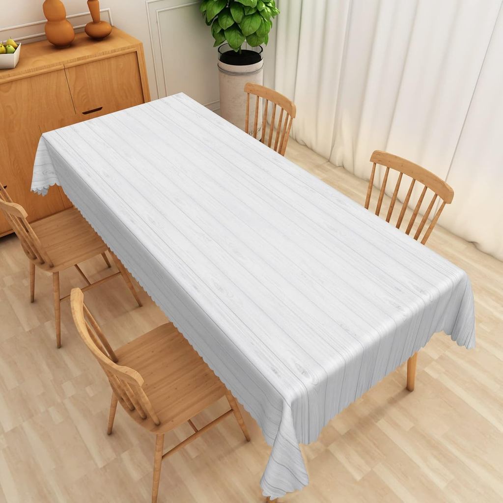 Khăn trải bàn bằng gỗ trắng 70x140 Inch Vintage Gỗ trắng Họa tiết ván vải Bàn vải Polyester Chống th