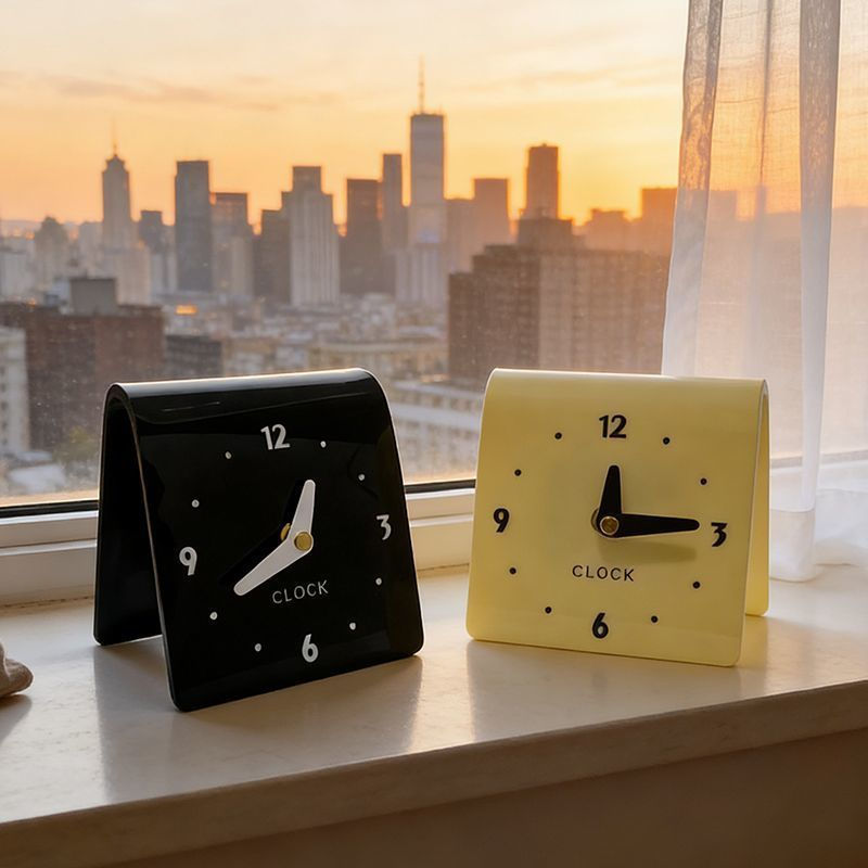 TQ~Clock ins Cream-style decorative clock for living room and bedroom, desktop ornament, silent tabl
