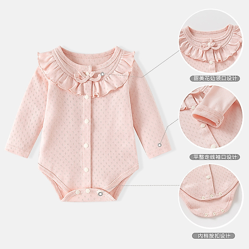 Baby Rompers Spring and Autumn Sweet Jacquard Pure Cotton Rompers Princess Style Baby Girl Clothes N