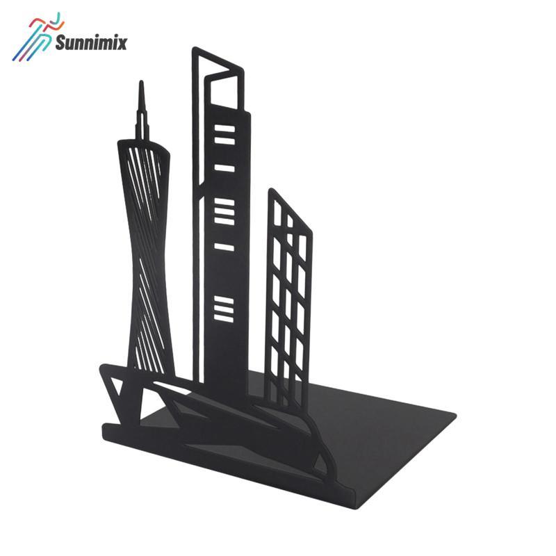 Sunnimix Architecture Silhouette Metal Bookend Bookend Book Ends Book Hỗ trợ đa năng Rỗng ra cho kệ 