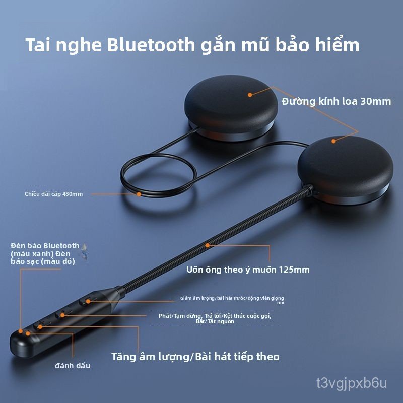 Tai nghe bluetooth gắn mũ bảo hiểm nửa đầu chống nước thông dụng cho shipper Grab Gojek nghe nhạc