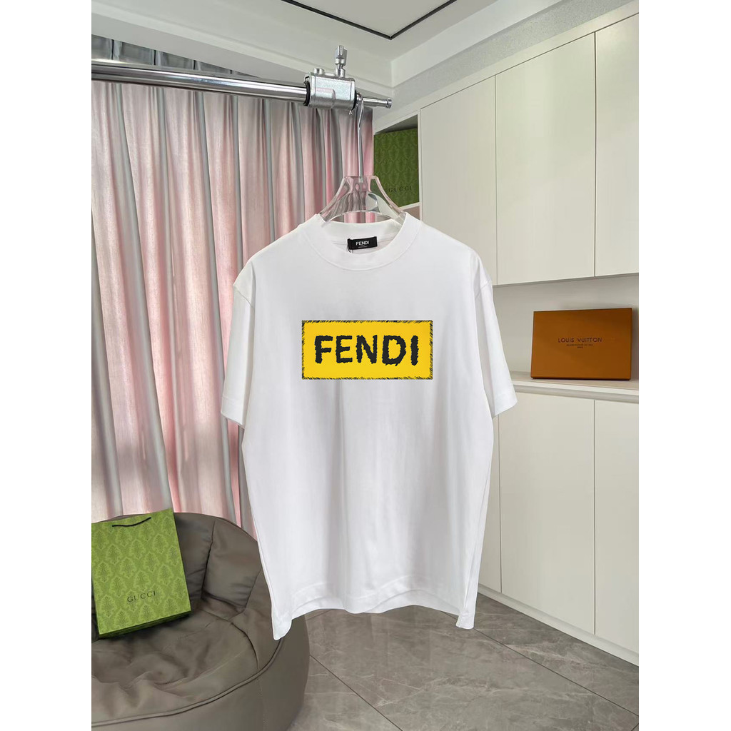 Áo thun FENDI mùa hè ngắn tay nam nữ cặp đôi, phong cách Nhật Bản, thời trang đường phố, nhẹ thể tha