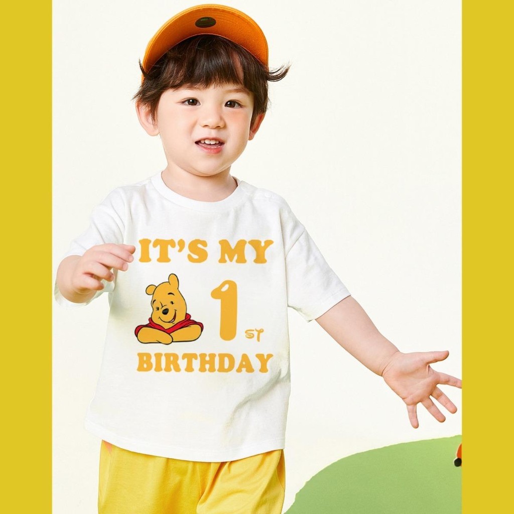 KAO3 Winnie Sinh Nhật Số 1-5 In Hình Trẻ Em Áo Bé Trai Bé Gái Hoạt Hình Sinh Nhật Áo
