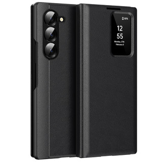  Ốp Điện Thoại Cửa Sổ Smart View Cho Samsung Galaxy Z Fold 7 6 5 4 3 Bao Da Thật Chính Hãng Bao Bọc Toàn Bộ 