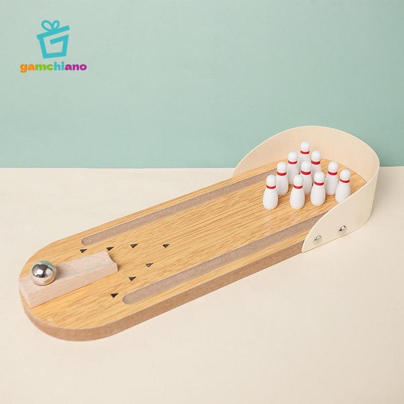 Bộ trò chơi bowling bàn gamchiano, Bộ bowling bằng gỗ nhỏ, Đồ chơi bowling để bàn, Vui nhộn cho nam 