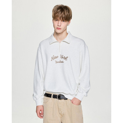 MLB - Áo sweatshirt unisex cổ bẻ tay dài Basic Lettering_3AMTB3354-50CRM
