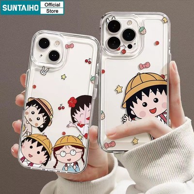 Ốp Điện Thoại Suntaiho Dễ Thương Chibi Maruko Chan Hoạt Hình Trong Suốt Mềm Cao Cấp Chống Sốc Cho iPhone 11 12 13 14 15 16 Pro Max IP 7 8 Plus Iphon X XS XR Xs max