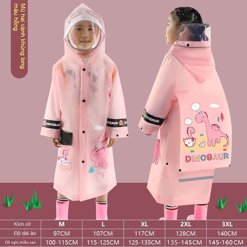 Áo mưa áo mưa dài cho học sinh, áo mưa dài cho học sinh, không thấm nước, túi đựng cặp sách, mũ lớn,