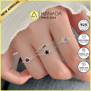   BH TRỌN ĐỜI  Nhẫn Bạc 925 Hanada Sweetie Rings Nhẫn Dây Xích Charm Đá Màu  Đi Tiệc Mang hằng ngày 2695 M8 