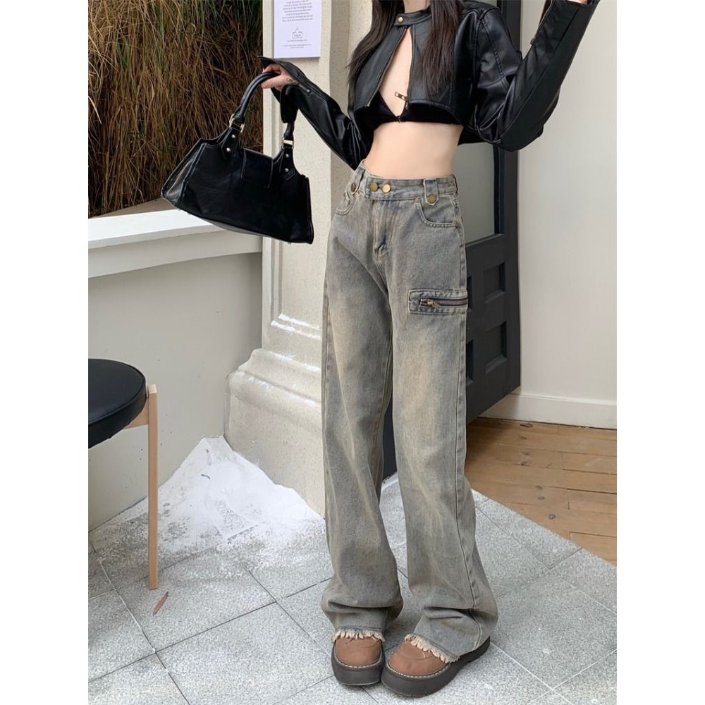 Quần Yếm Jean Nữ Phù Hợp Mùa Hè, Thiết Kế Ống Rông Tua Ruza