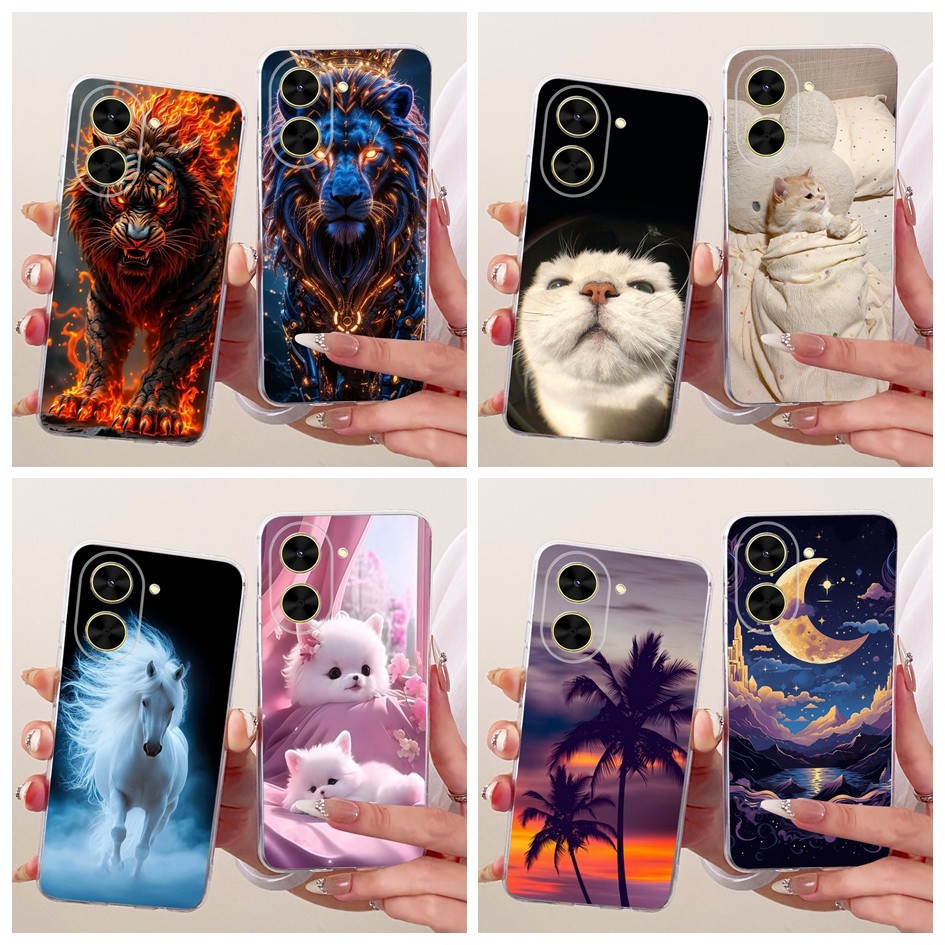 Dành Cho Xiaomi Poco C71 Ốp Lưng Mới Hoạt Hình Dễ Thương Mèo Ngựa Rồng Sư Tử Họa Tiết Silicon Mềm Ch