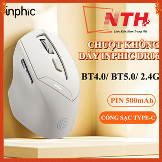  Chuột không dây INPHIC DR06 kết nối bằng BLUETOOTH và USB 2.4G sử dụng pin sạc tiện lợi 