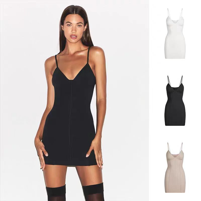 skims Kardashian Cotton shapewear Series MINI DRESS Cotton Shaping Tight Dress