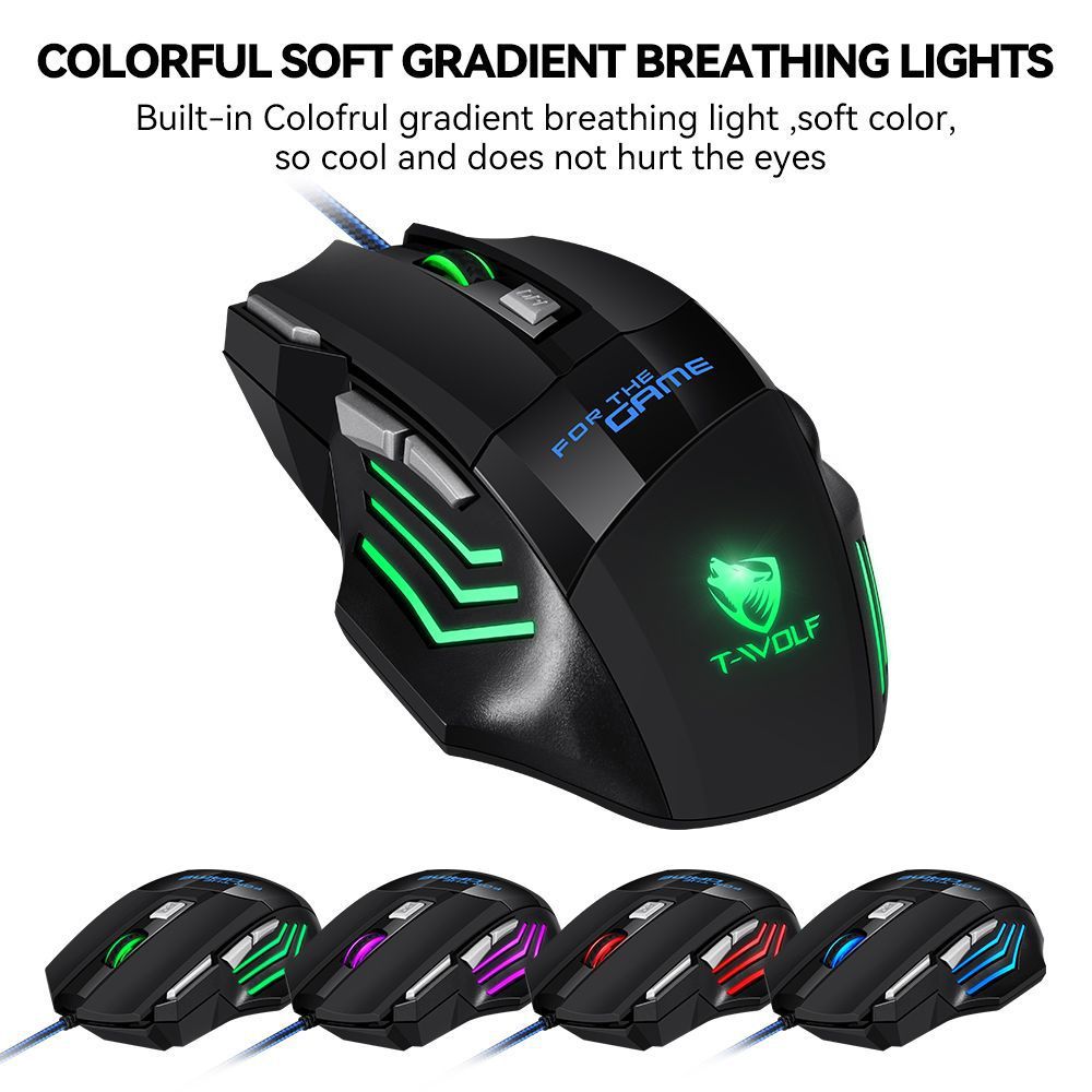 T-WOLF Thunder WOLF M1 Chuột Có Dây Dạ Quang Chơi Game Chuột Laptop Chuột Chơi Game Đa Năng