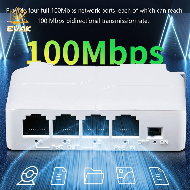 Alittlesetrtu Bộ lặp mở rộng PoE chống nước 4 cổng cho Camera IP NVR PoE Switch Network VN