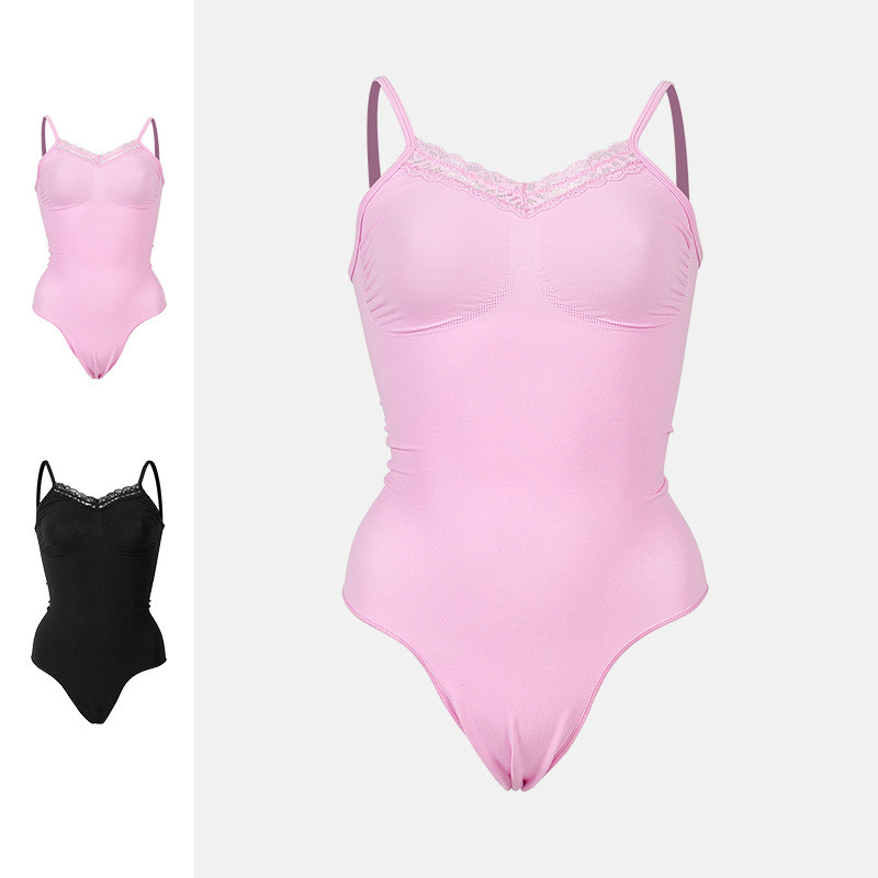 SKIMS SEAMLESS LACE THONG BODYSUIT Seamless lace shapewear thong bodysuit