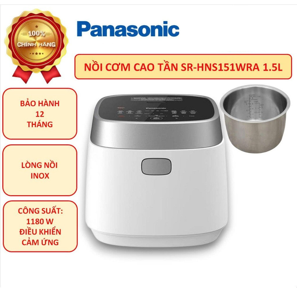 [Hỏa tốc 2h] Nồi cơm cao tần Panasonic SR-HNS151WRA & SR-HN151KRA 1.5 lít, lòng nồi inox