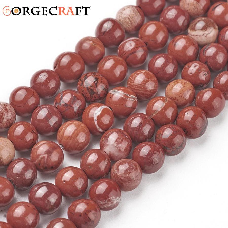 Hạt Jasper Đỏ Dây Tròn AB Đỏ 6mm Lỗ: 1mm 58-60 Cái / sợi 15 inch