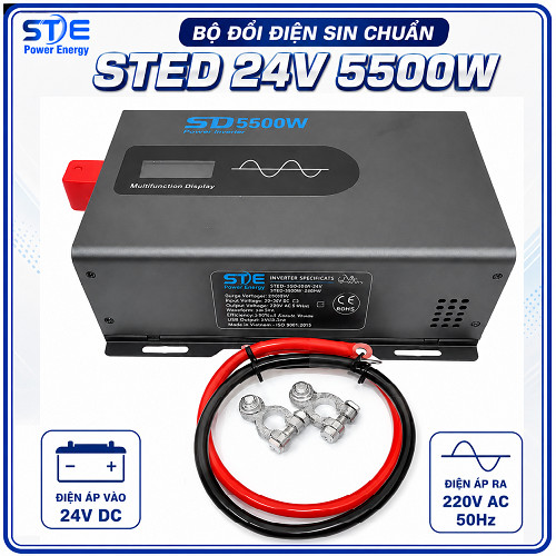 Bộ chuyển đổi điện 24V -5500W Sin Chuẩn STED- Bộ Đổi Điện 24V sang 220V Sin Chuẩn-STED-5500w -PL 24V