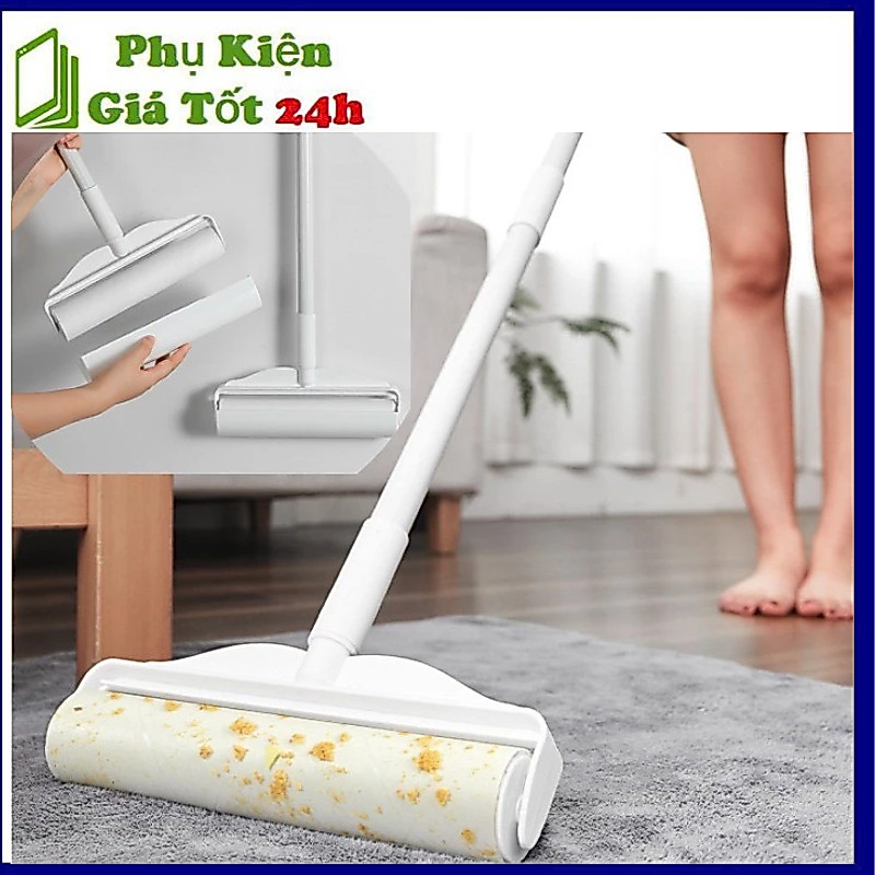 Cây lăn bụi quần áo 19cm-24cm tay cầm dài-lõi lăn bụi thay thế 19-24cm. dụng cu lau sàn,ga giường#