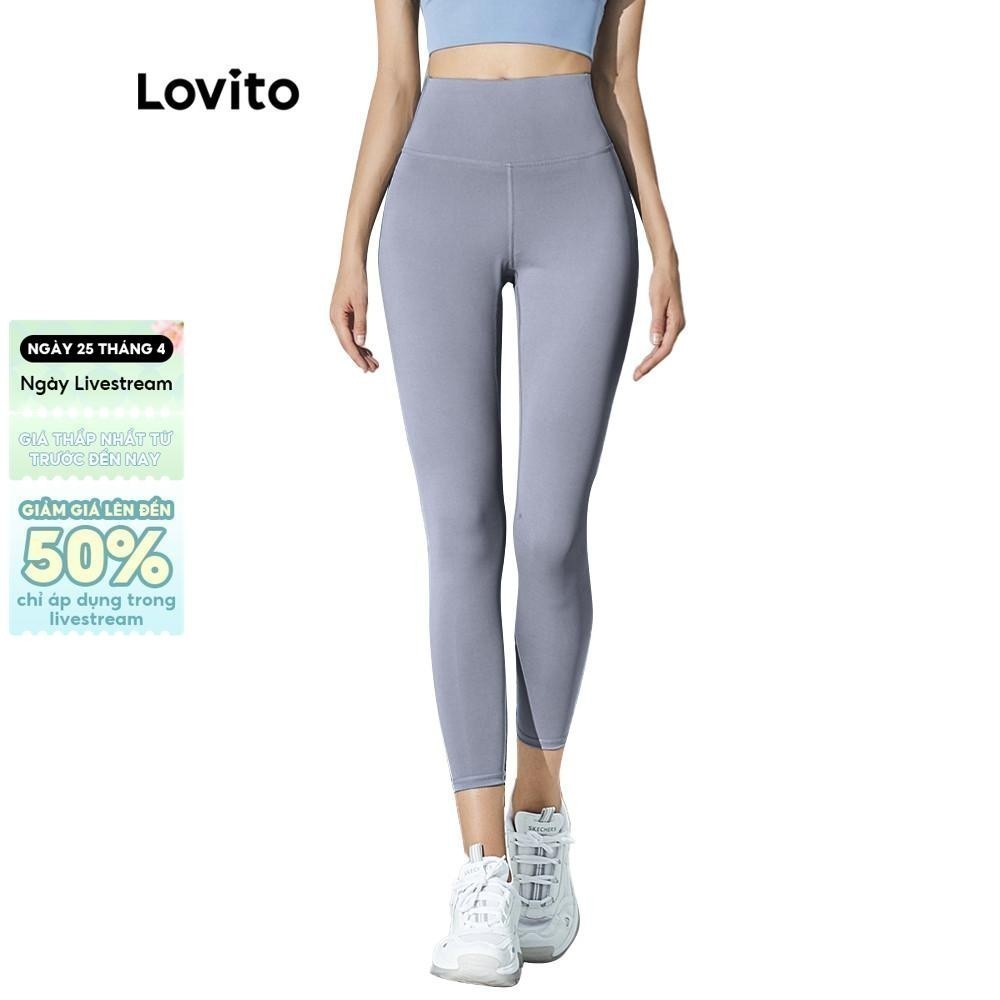 Lovito Phong cách thường ngày Quần Bó Bó Bụng Thể Thao Yoga Lưng Cao Trơn Mùa Hè/xuân Ôm Sát Kiểm Soát Bụng Cho Nữ L02044