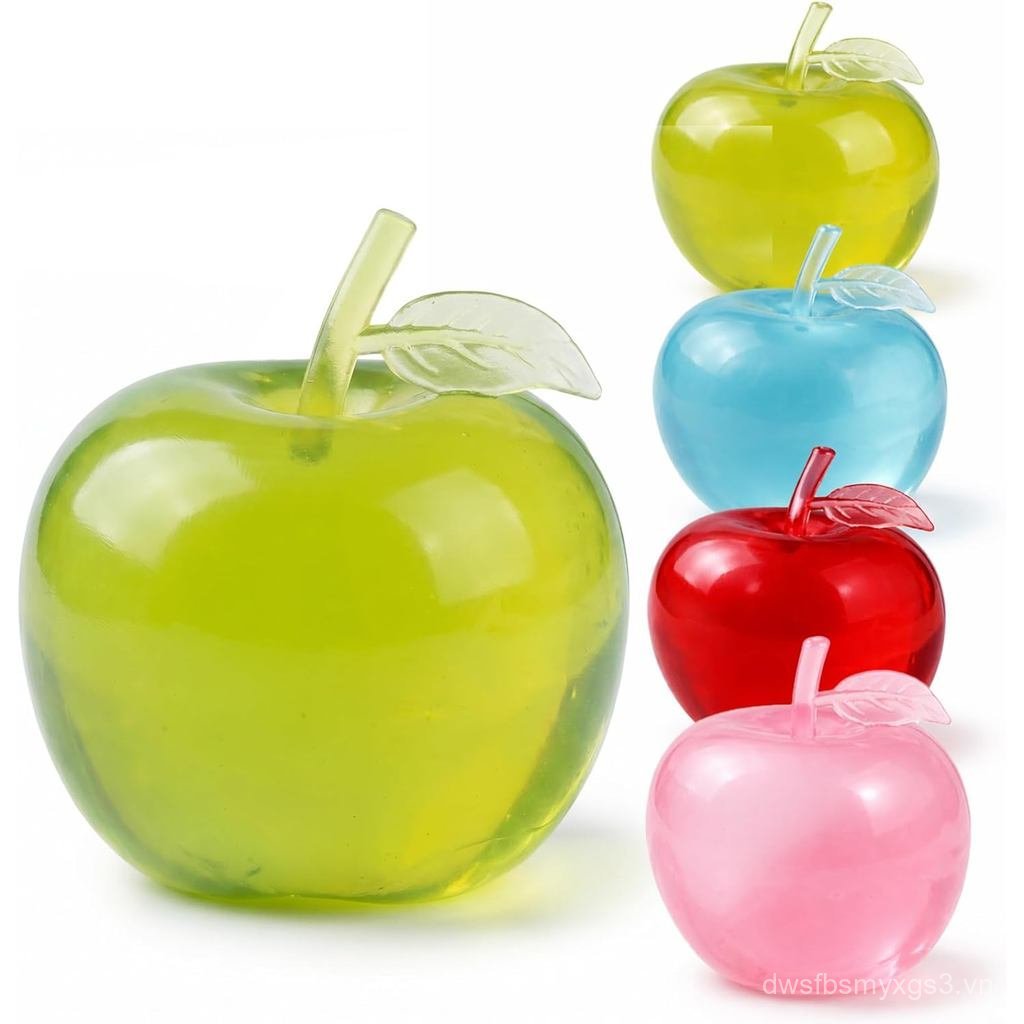 Táo Squishy - Quả táo xanh & hồng, Jelly & Clear Apples Quả bóng căng thẳng Fidget tăng chậm, (Xanh 