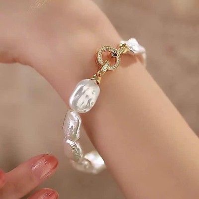 Vòng Tay Ngọc Trai Dị Vuông Kiểu Dáng Thời Trang, Sang Trọng - Ngọc Trai Trường Thịnh