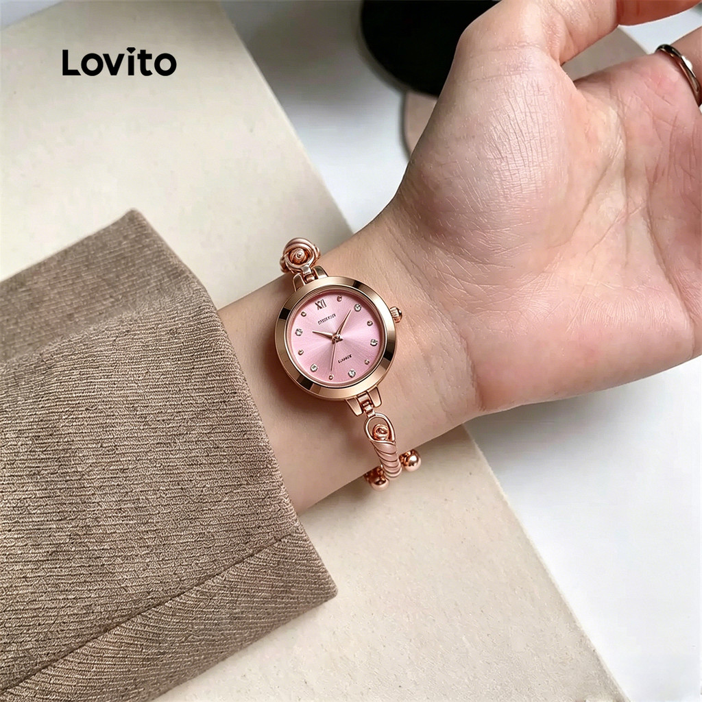 (New Arrival) Lovito  Đồng hồ thạch anh thanh lịch mặt đính đá flash QWFB123FX004 | BigBuy360 - bigbuy360.vn