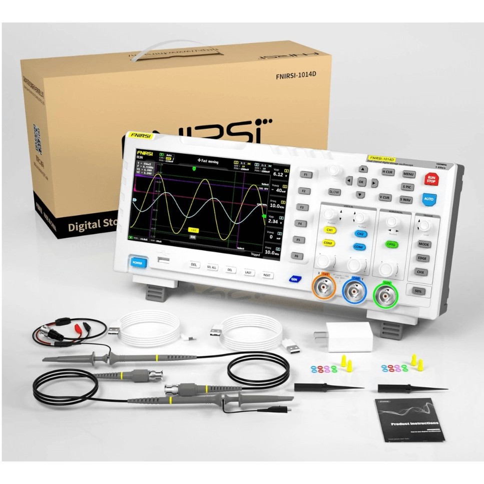Máy hiện sóng số FNIRSI® 1014D – Oscilloscope 2 trong 1 kèm bộ tạo tín hiệu