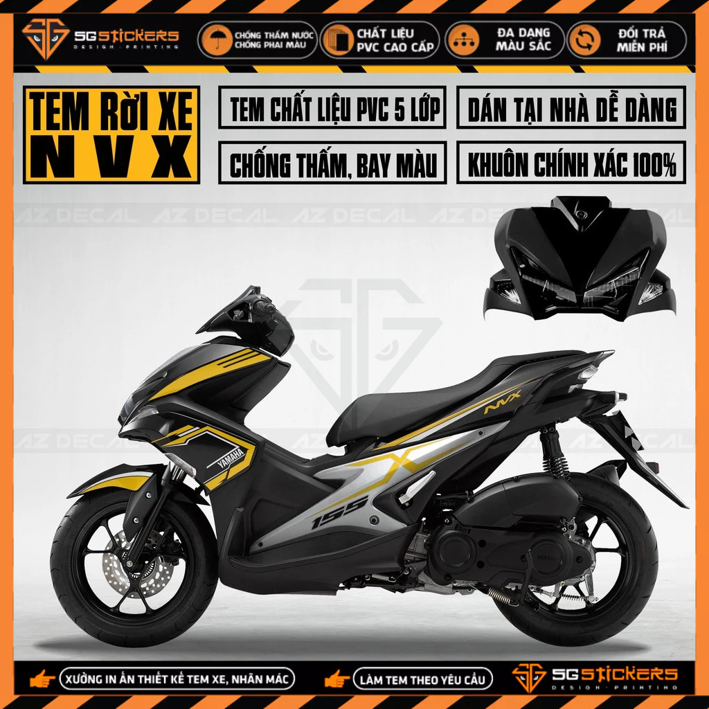 Tem Xe NVX 2017 - 2021 Mẫu Cách Điệu | NVX07 | Decal Dán Xe NVX 125/155 Đa Dạng Màu Cho Xe Trắng, Đe