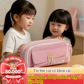  Hộp bút kiểu Nhật Túi bút vải bố nhiều ngăn dành cho học sinh,Túi đựng văn phòng phẩm dung tích lớn 