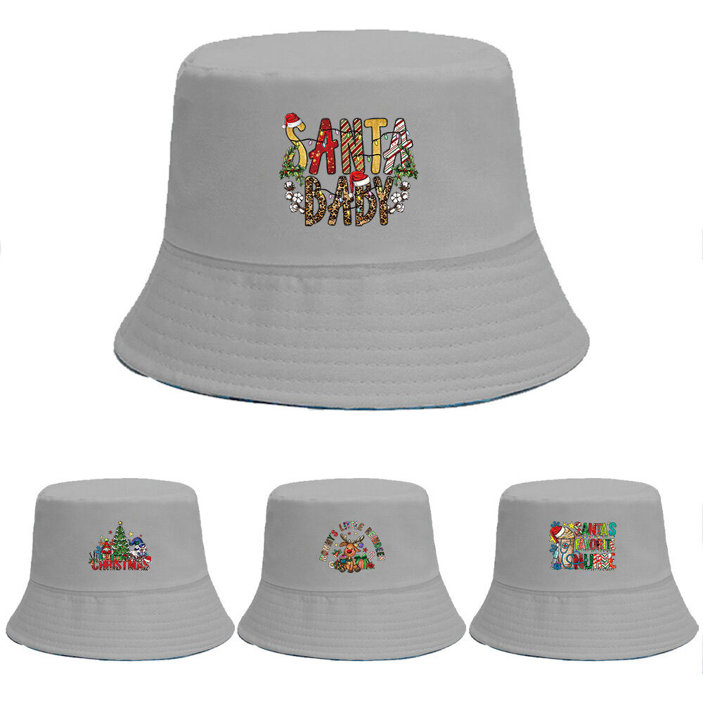 Double-sided Wear-resistant Fishing Hat, Unisex Bucket Hat, Outdoor Christmas Print Bucket Hat, Summ