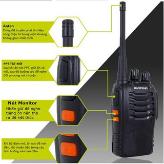[Hàng Sẵn]Combo 2 Cái Bộ Đàm Baofeng BF888S Kèm Tai Nghe Cự Ly Đến 5km Full Phụ Kiện, 16 Kênh