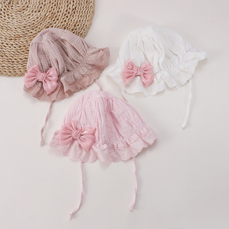 0-1 Years Baby Newborn Hat Big Bow Princess Lace Hat Infant Girl Accessories