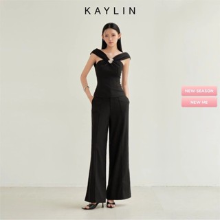 Set KAYLIN áo kiểu phối quần suông ống loe chất vải Linnen phong cách BST Thu Đông 2025 - SET57T9