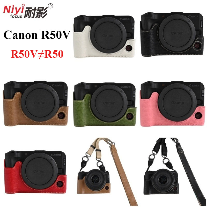 NIYI Canon R50V Da Camera Nửa Dành Cho Canon EOS R50V PU Vỏ Bảo Vệ Bade