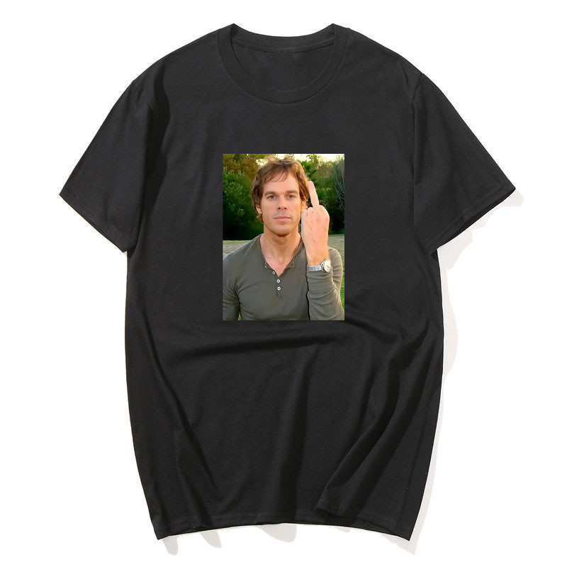 Dexter Giữa Ngón Tay Áo Thun Ngộ nghĩnh Dexter Morgan Áo Nam Nữ Tay Ngắn Cổ Tròn Áo Thun Vintage Quầ