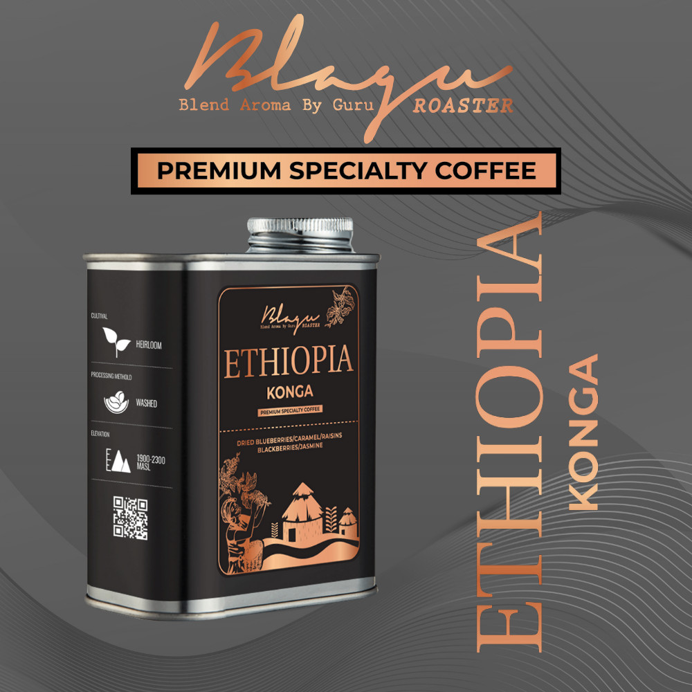 [Premium] Cà Phê Hạt Rang Blagu - Ethiopia Konga - 100% Arabica - Light Medium - Lon 250g
