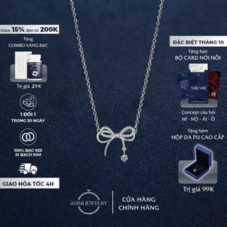 Dây chuyền bạc Ý nơ điệu S925 Asimi, dây chuyền bạc nữ xinh xắn xi bạch kim Butterfly Girlie DC47