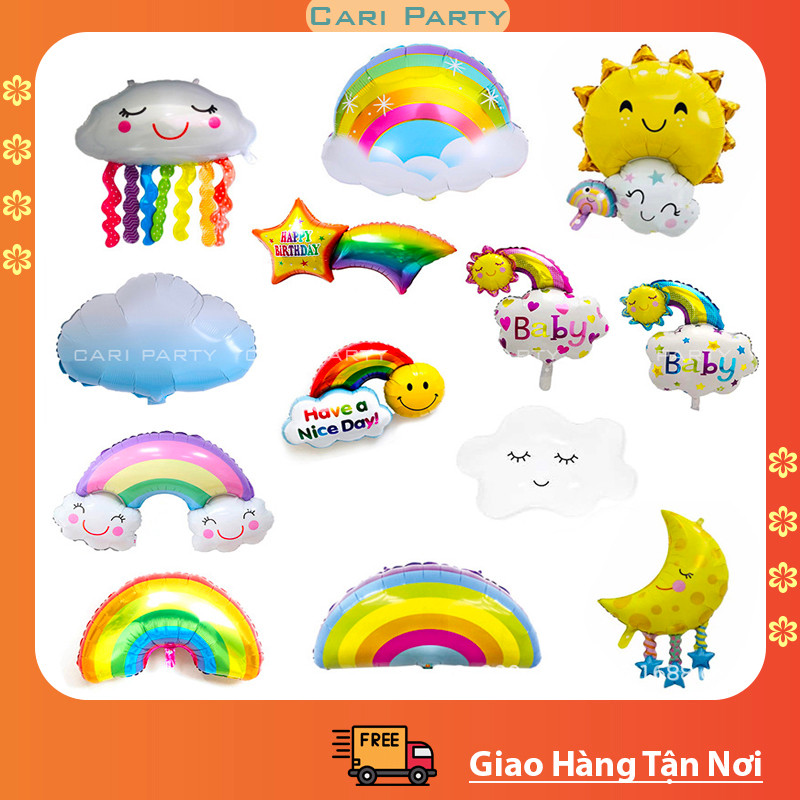 Bong Bóng Chủ Đề Thời Tiết Cho Bé – Mây, Cầu Vồng, Mặt Trời, Mưa Đáng Yêu